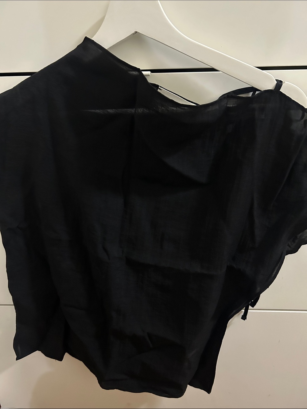 Shop Peche Black Sheer Blouse - Lightweight Draped Top Brand new
